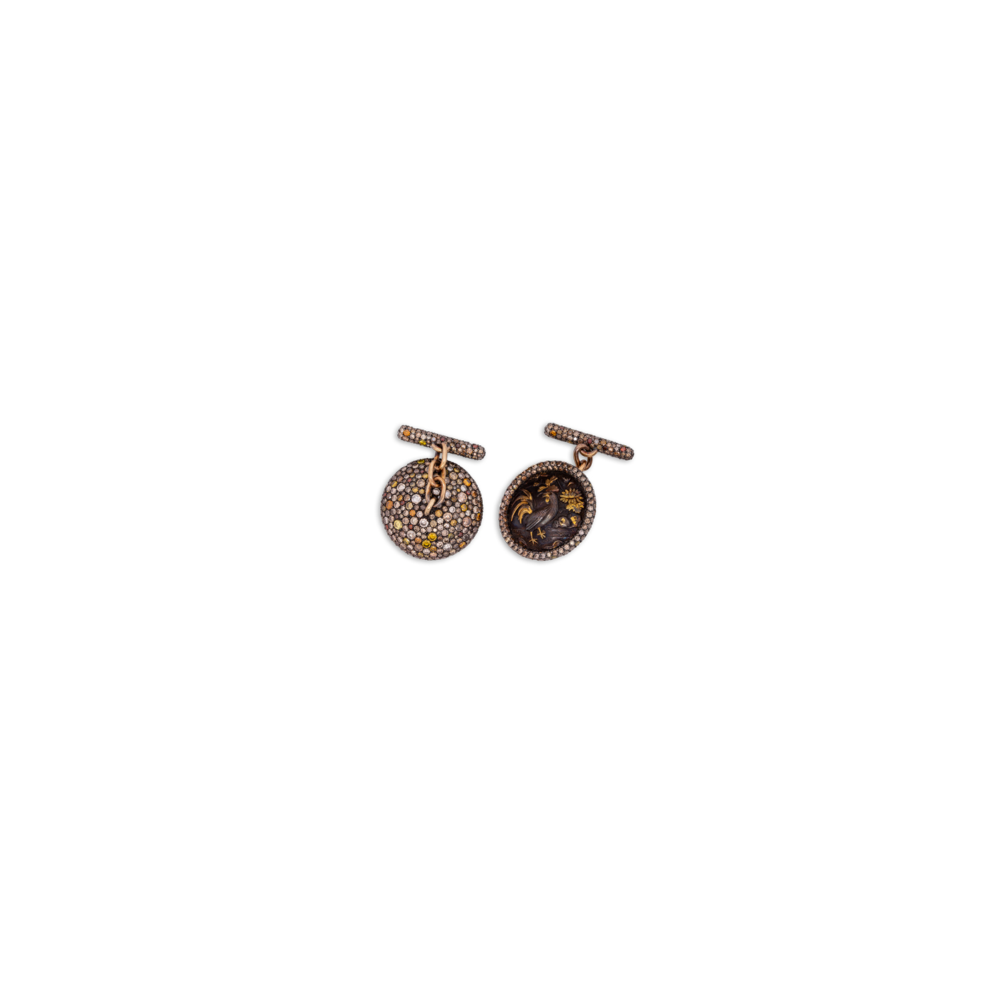 ANTIKE JAPANISCHE KNÖPFE MEIJI ZEIT 1868-1912 – FANCY NATUR DIAMANTEN – GOLD – SILBER